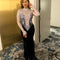 Vestido de Noche Ajustado con Diamantes y Borlas Brillantes