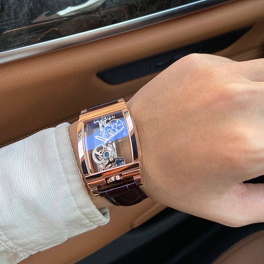 Reloj Mecánico para Hombre con Esfera Transparente y Resistencia al Agua