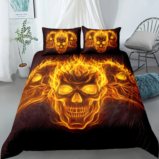 Juego de Edredón Gótico con Estampado de Calaveras - Image 3