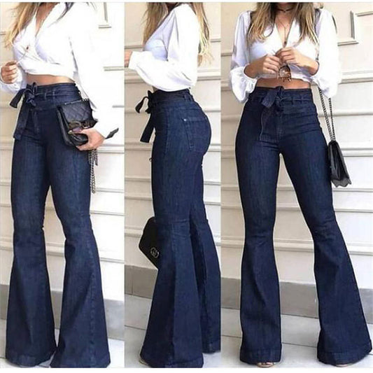 Pantalones Acampanados Elásticos con Cordones