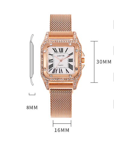Reloj Cuadrado con Cristales Brillantes para Mujer - Image 11