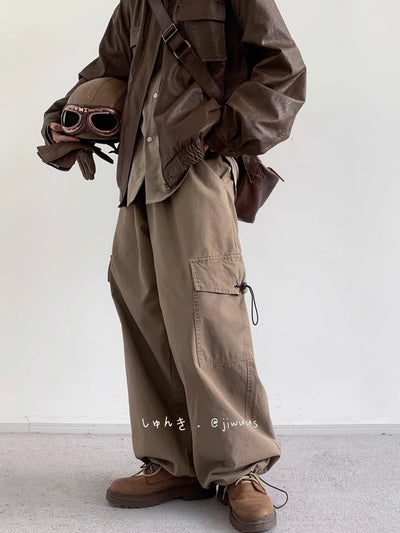 Pantalones de Trabajo Retro Japoneses con Pierna Ancha para Hombre - Primavera y Otoño - Image 19