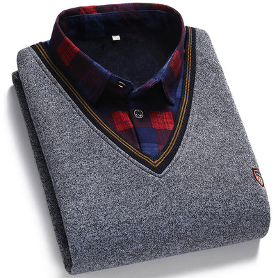 Suéter para Hombre con Cuello Falso de Dos Piezas - Image 24