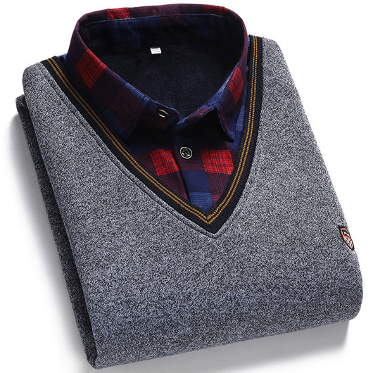 Suéter para Hombre con Cuello Falso de Dos Piezas - Image 24