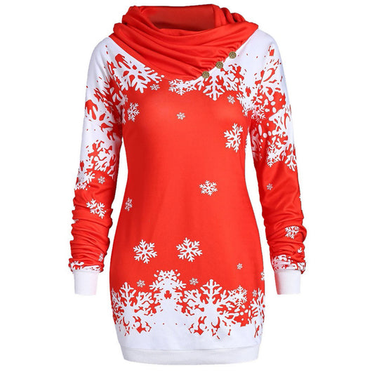 Suéter Estampado con Cuello Bufanda de Manga Larga Navideño - Image 5
