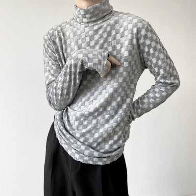 Polera Cuello Alto Jacquard a Cuadros para Hombre - Image 4