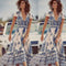 Vestido Retro Palacio con Estampado Europeo Americano Cuello en V