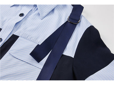 Camisa de Moda con Ribetes en Contraste Azul - Image 4