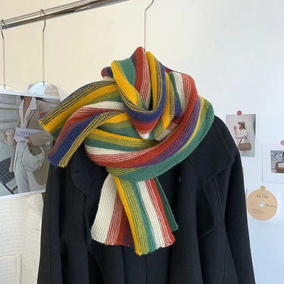 Bufanda Tejida Arcoíris Multicolor - Chal Versátil Todo Uso - Image 4