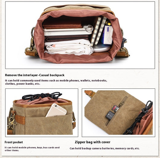 Bolsa para Cámara SLR de Lona de Algodón con Forro Impermeable - Image 13