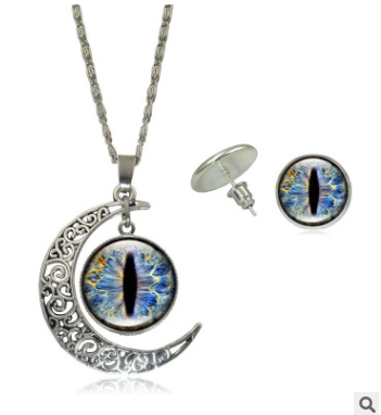 Conjunto de Joyería Ojo de Gema - Collar y Aretes Elegantes de Moda Europea