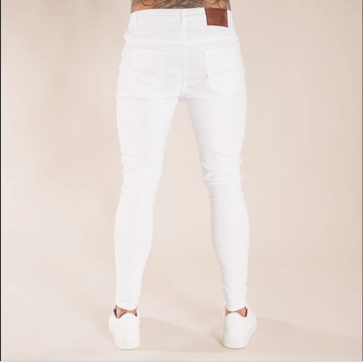 Jeans Slim Rotos de Cintura Alta para Hombre - Estilo Europeo y Americano en Negro - Image 5