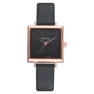 Reloj de Pulsera Cuadrado para Mujer con Cuero Contraído y Cristal - Image 6