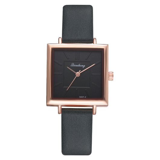 Reloj de Pulsera Cuadrado para Mujer con Cuero Contraído y Cristal - Image 6