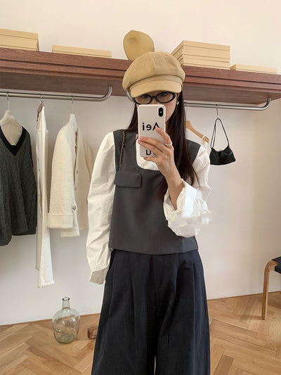 Blusa Minimalista Francesa de Dos Capas con Manga Larga para Mujer - Image 3