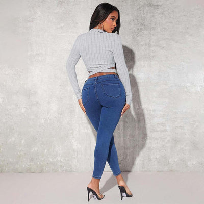 Camiseta Crop Top Minimalista para Mujer - Otoño e Invierno - Image 2