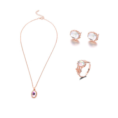 Conjunto de Joyas de Gemas Brillantes - Collar, Aretes y Anillo Tendencia Europa - Image 3