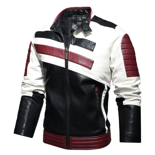 Chaqueta de Cuero para Motociclista con Cuello Tipo Stand