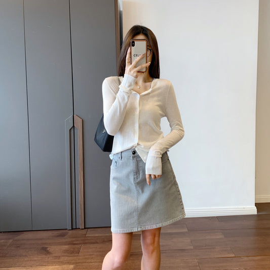 Falda Denim Coreana con Tecnología Bubble Rice - Diseño Moderno y Ligero