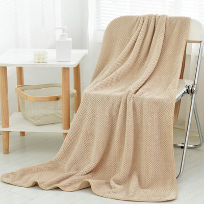 Toalla de Playa Franela Coral Gruesa Diseño Cuadriculado Piña - Absorción Máxima - Image 6