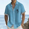 Camisa Hombre Estampado Árbol de Coco con Rayas Geométricas