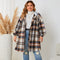 Abrigo Cuadrille Largo con Capucha para Mujer - Talla Grande Otoño Invierno