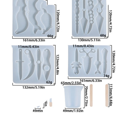 Molde de Silicona para Llaveros de Defensa Personal - 4 Diseños con Superficie de Espejo - Image 9