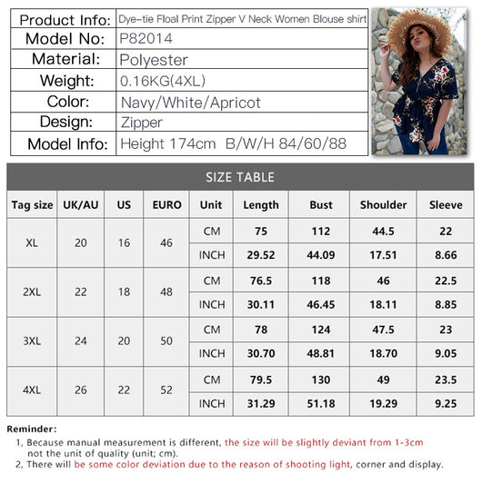 Blusa Estampada Escote V Talla Grande - Image 9