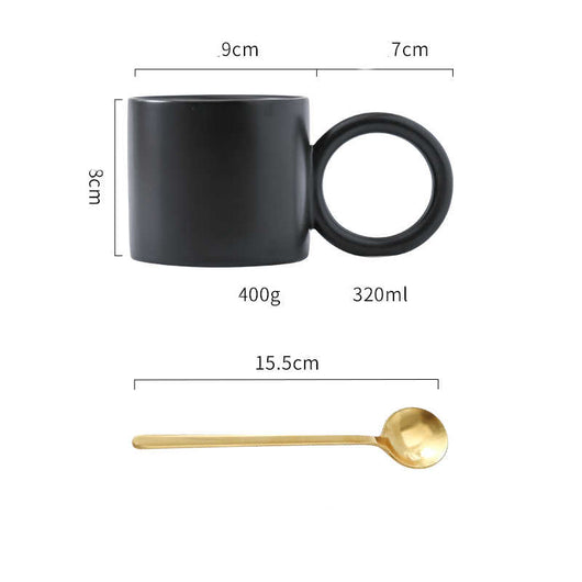 Taza de Cerámica con Asa Grande y Cuchara para Café, Oficina y Hogar - Image 6