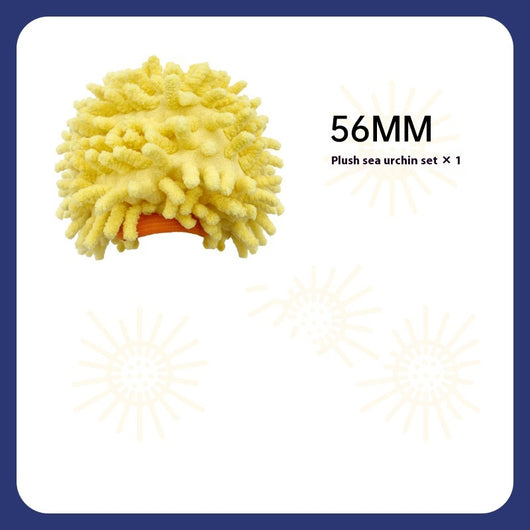 Yellow plush sea urchin toy cover, 56mm in diameter, designed for a smart rechargeable dog toy. - Image 3