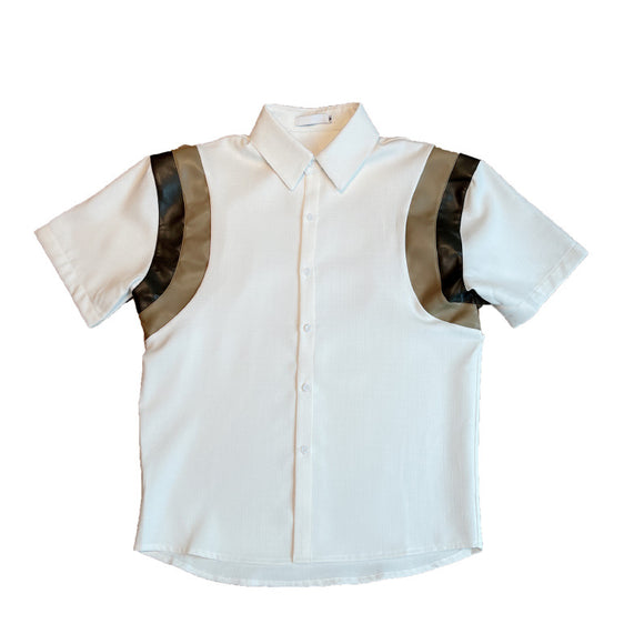 Camisa Patchwork Suelta de Media Manga