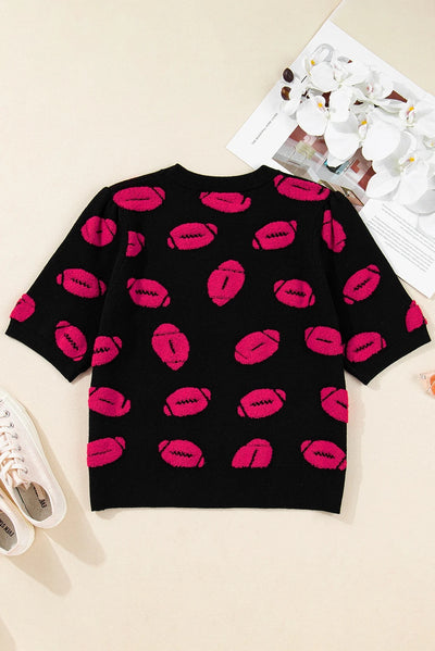 Blusa Tejida Estampada de Manga Corta para Mujer - Image 4