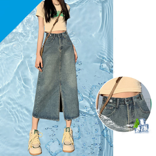 Falda Denim Cintura Alta con Abertura - Image 23