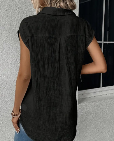 Blusa Casual de Botones con Cordones y Color Sólido para el Día a Día - Image 9