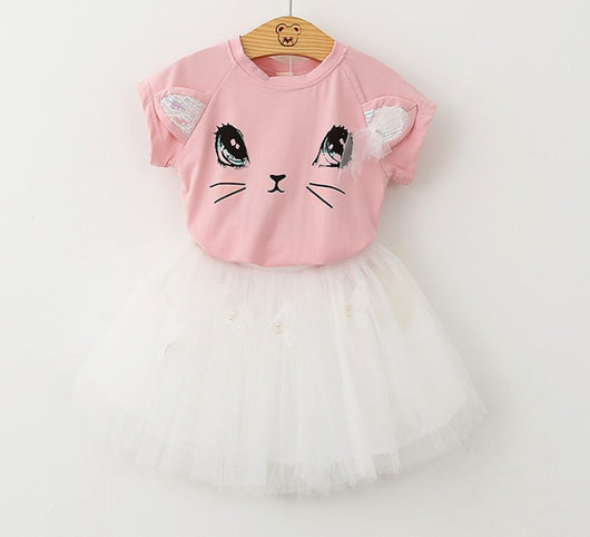 Conjunto Infantil Gato Adorable con Falda Abullonada y Detalles de Mariposa - Image 7