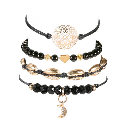 Pulsera de 4 Piezas con Cuentas Huecas de Flor en Cadena - Image 22