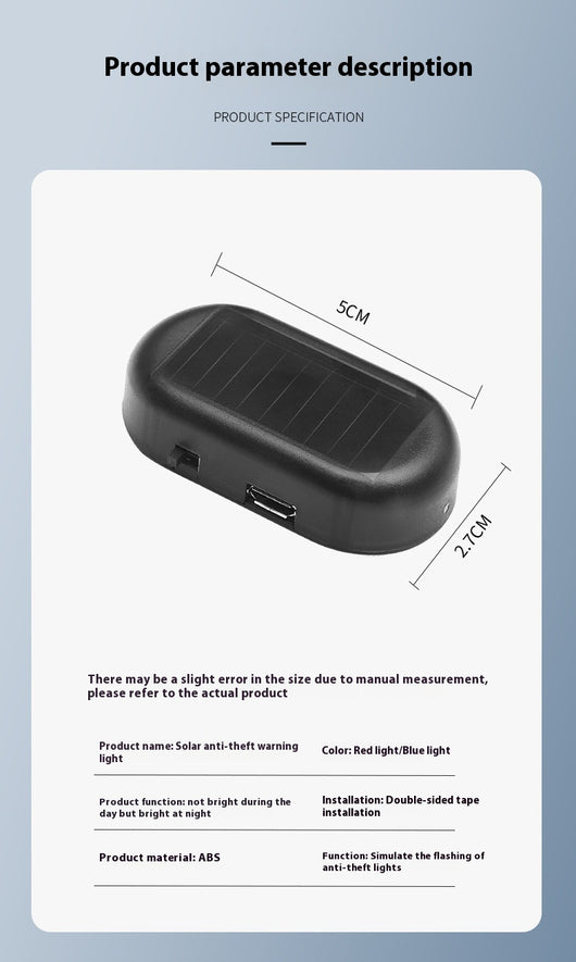 Luz Solar Antirrobo para Vehículos con Alarma de Simulación - Image 19