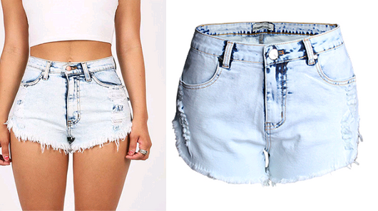 Shorts de Mezclilla Blanca Desgastada Cintura Alta para Mujer - Image 5