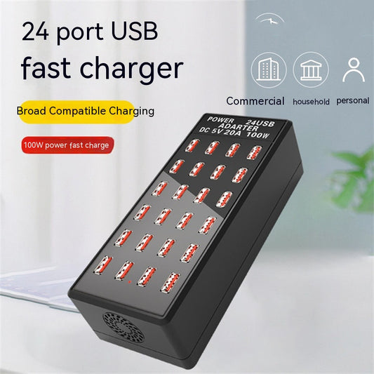 Cargador Rápido de 24 Puertos USB