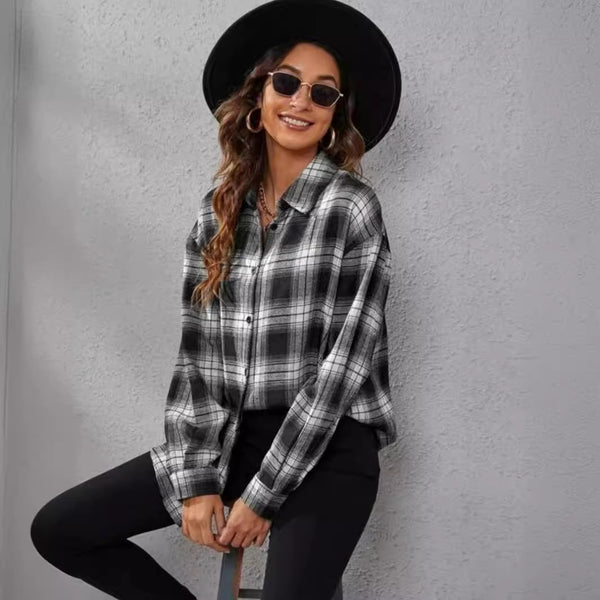 Cardigan Cuadros Suelto para Mujer
