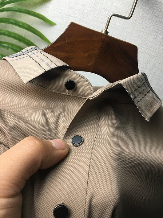 Polo Holgado Bicolor con Solapa de Manga Corta en Tela Ice Silk - Image 6