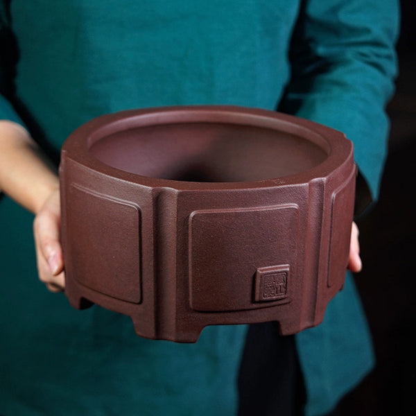 Maceta Hexagonal de Arena Púrpura para Bonsái - Diseño Clásico Minimalista