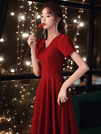 Vestido Rojo Elegante con Espalda Descubierta para Mujer - Image 2