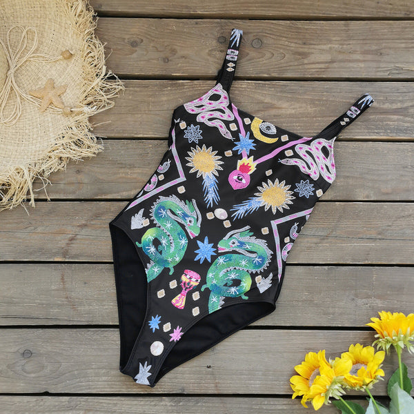 Traje de Baño Enterizo Estampado con Espalda Descubierta