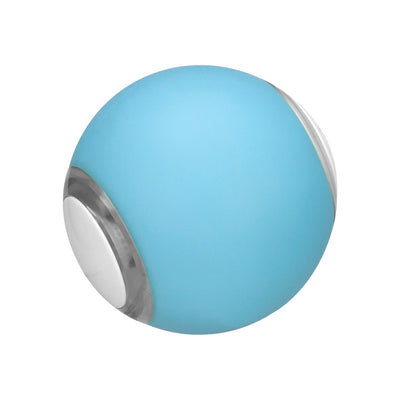 Light blue pet toy ball with a smooth finish and silver-toned accents, designed for interactive play. - Image 10