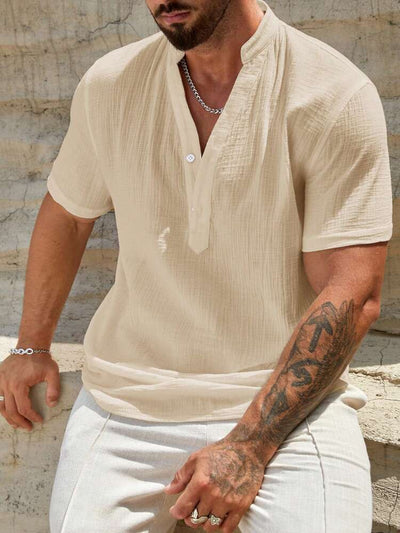 Camisa Casual de Manga Corta con Cuello Parado - Transpirable y Versátil - Image 52