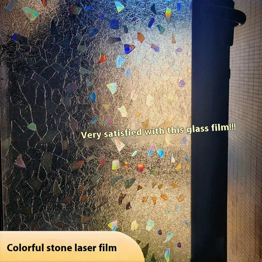 Película de Vidrio Decorativa con Efecto Piedra Láser Multicolor