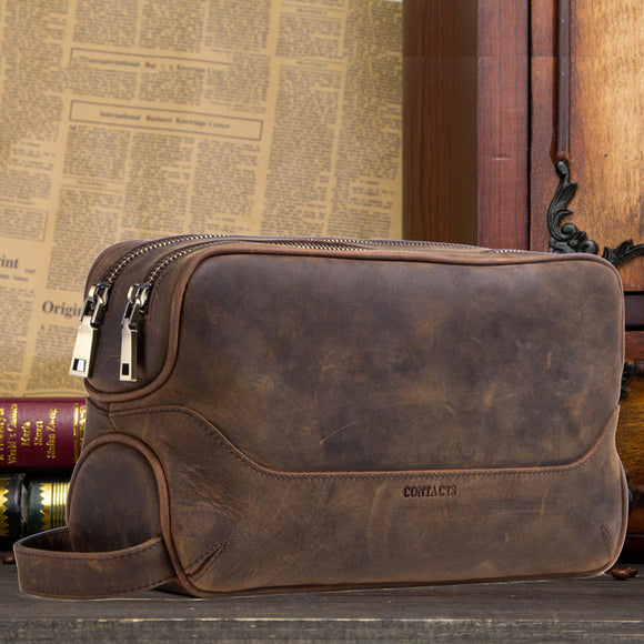 Cartera de Cuero Genuino Vintage para Hombre - Primera Capa
