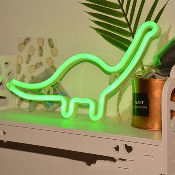 Luz Nocturna Neón LED de Pared - Dinosaurio y Delfín Decorativo