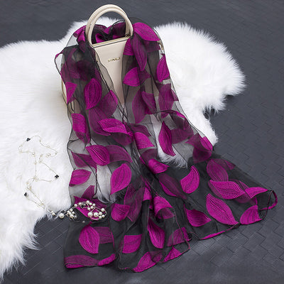 Pañuelo de Seda Estampado Flores Huecas - Diseño Elegante y Versátil - Image 20